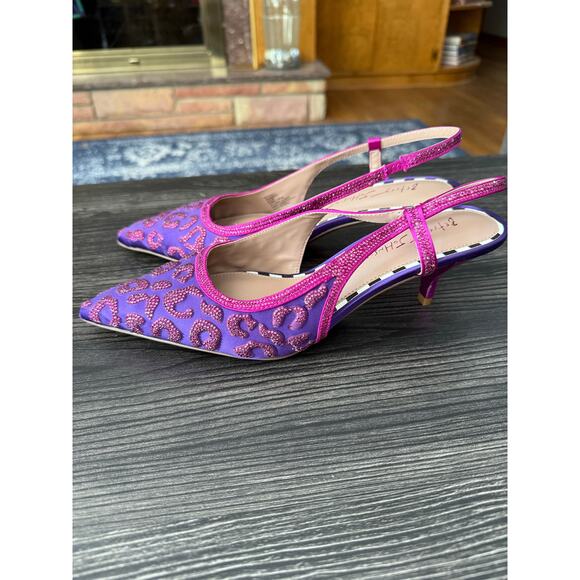 Betsey Johnson Bonney Dark Purple Rhinestone Cheetah Pumps Sz. 8.5 - Picture 8 of 10